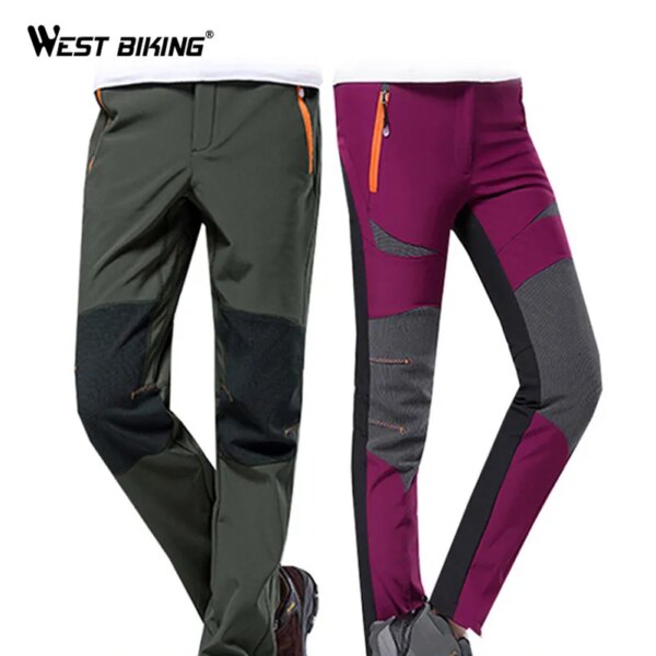 WEST BIKING-pantalones térmicos de lana para hombre y mujer, ropa deportiva transpirable para exteriores, a prueba de viento, para ciclismo de montaña o de carretera, Otoño e Invierno