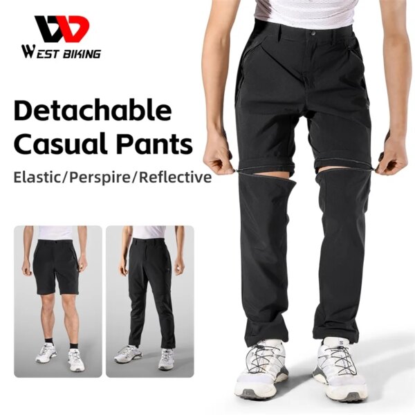 WEST BIKING-pantalones de ciclismo transpirables para hombre, pantalones deportivos para bicicleta, pantalones cortos de montar desmontables, pantalones deportivos de secado rápido para bicicleta