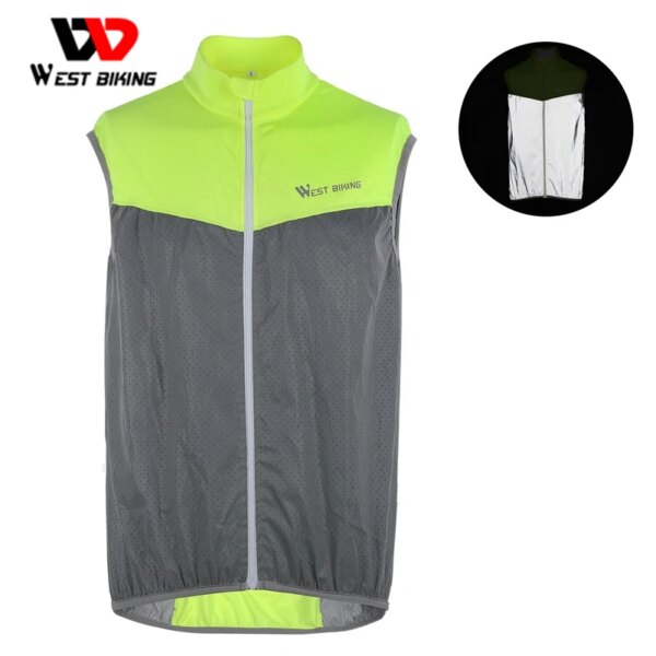 WEST BIKING-Chaleco de ciclismo para correr, camisetas deportivas reflectantes sin mangas, ropa para bicicleta de montaña y carretera, Top, chaqueta de ciclismo