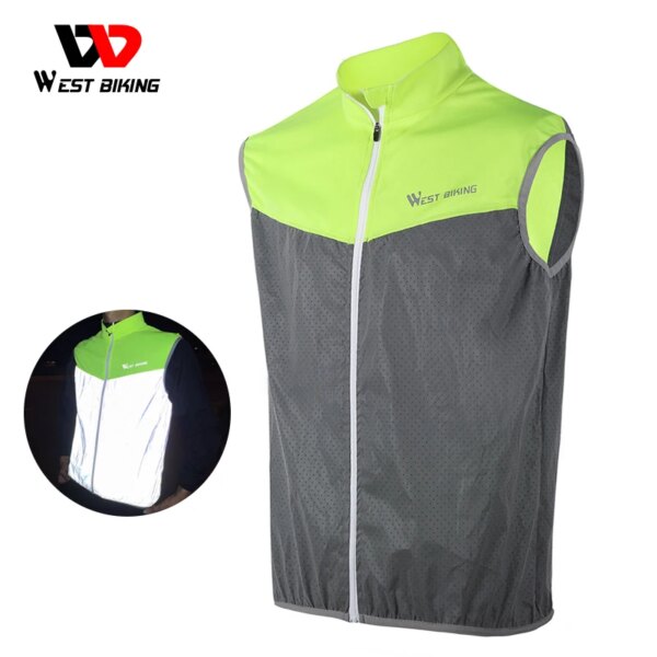 WEST BIKING-Chaleco de ciclismo a prueba de viento para bicicleta de montaña, ropa reflectante transpirable, chaqueta de seguridad sin mangas para ciclismo