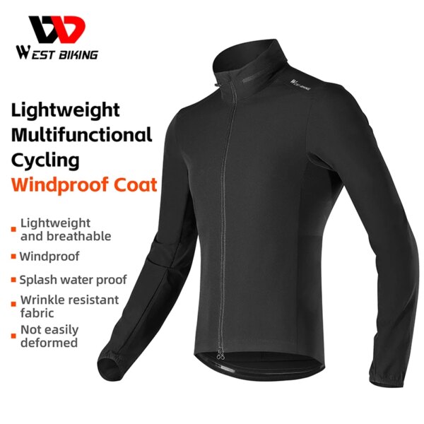 WEST BIKING-cortavientos para ciclismo para hombre, Jersey largo, chaqueta ligera a prueba de viento, repelente al agua, ropa para bicicleta de montaña y carretera