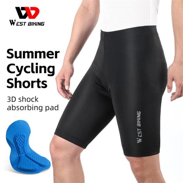 WEST BIKING-pantalones cortos de ciclismo para verano, mallas transpirables para bicicleta de montaña y carretera, almohadilla absorbente de impacto 3D, pantalones cortos para bicicleta de verano