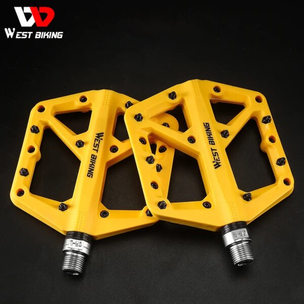 WEST BIKING-pedales ultraligeros de nailon para bicicleta de montaña, 2 rodamientos sellados, antideslizantes, multicolores, accesorios para bicicleta de montaña
