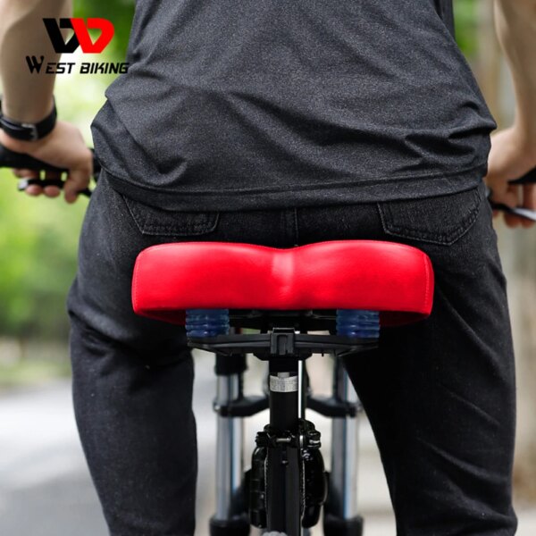 WEST BIKING-sillín de bicicleta eléctrica, ensanchado y grueso, transpirable, suave, ergonómico, para viajes en bicicleta, asiento cómodo, equipo de ciclismo