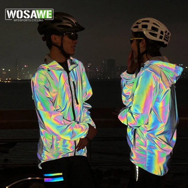 WOSAWE-Chaqueta de ciclismo para hombre y mujer, cortavientos reflectante de arco iris, resistente al viento, impermeable, para ciclismo, primavera y otoño, 2023