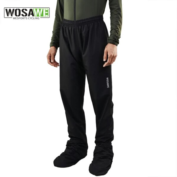 WOSAWE-pantalones de lluvia para ciclismo, pantalones reflectantes para lluvia, impermeables, para ciclismo de montaña, deportes al aire libre, multiusos, senderismo, Camping, pantalón para la lluvia