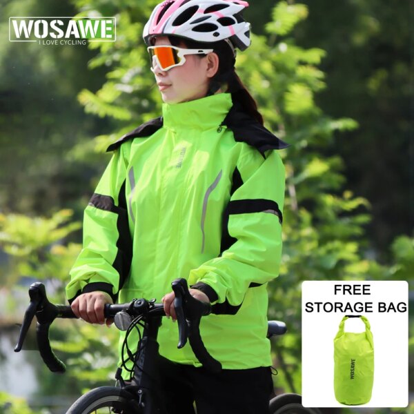 WOSAWE-chubasquero para ciclismo para hombre y mujer, chaqueta impermeable reflectante con capucha, pantalones de lluvia multiusos, traje impermeable para deportes al aire libre