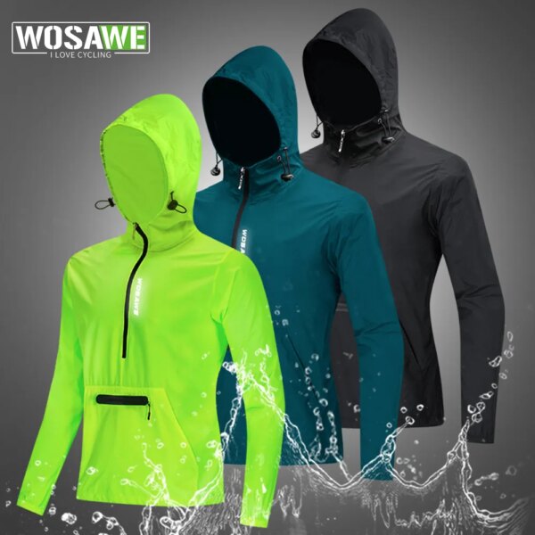 WOSAWE cortavientos para ciclismo grava hombres chaqueta con capucha bicicleta de montaña MTB bicicleta de carretera abrigo empacable bicicleta de carreras chaquetas de parabrisas