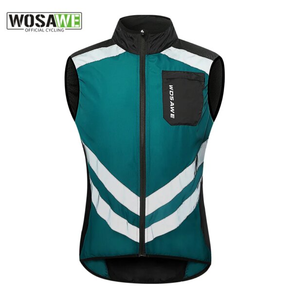 WOSAWE-Chaleco de ciclismo de alta visibilidad, cortavientos, abrigo a prueba de viento, chaqueta reflectante transpirable sin mangas para correr y senderismo