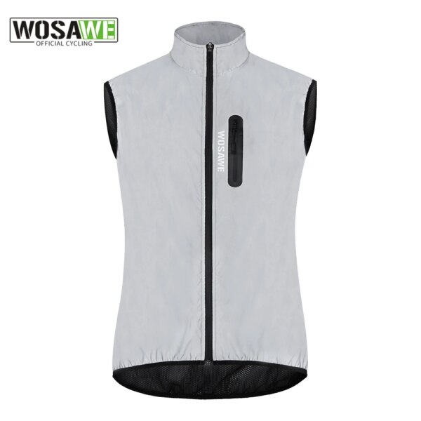 WOSAWE hombres ciclismo chaleco reflectante completo cortavientos chaqueta impermeable primavera otoño a prueba de viento bicicleta chaleco noche brillante