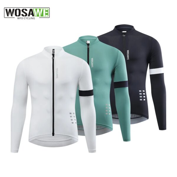 WOSAWE, camisetas de Ciclismo para Hombre, ropa blanca de manga larga de otoño, ropa de Ciclismo MTB Pro Team, camisetas para bicicleta, ropa de Ciclismo para Hombre