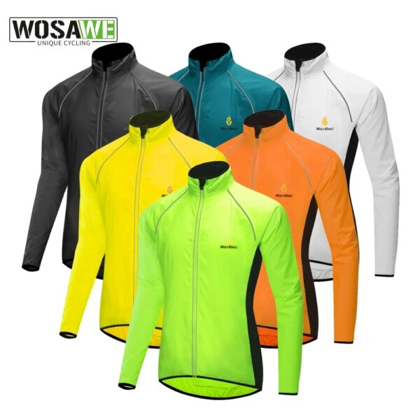 WOSAWE, chaquetas para bicicleta de montaña y carretera para hombre, chaquetas reflectantes transpirables para ciclismo, impermeable para deportes al aire libre a prueba de viento de manga larga