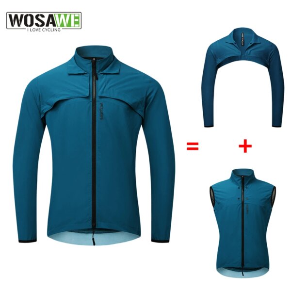 WOSAWE-Chaqueta de ciclismo reflectante para hombre, repelente al agua, cortavientos de manga larga para bicicleta de montaña, ropa de montar sin mangas