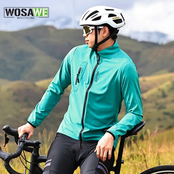 WOSAWE hombres a prueba de viento impermeable ligero ciclismo camisa de manga larga Mtb chaqueta de bicicleta Jerseys ropa