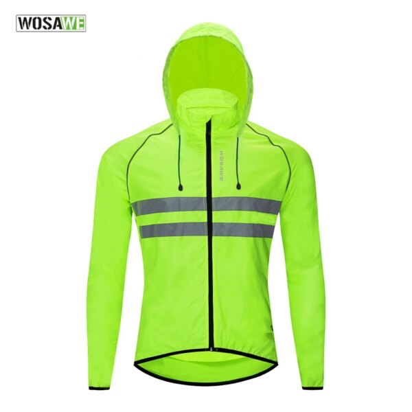 WOSAWE-Chaqueta de ciclismo para hombre, chaleco reflectante con capucha, abrigo de viento a prueba de viento, cortavientos para bicicleta de montaña, ropa para ciclismo