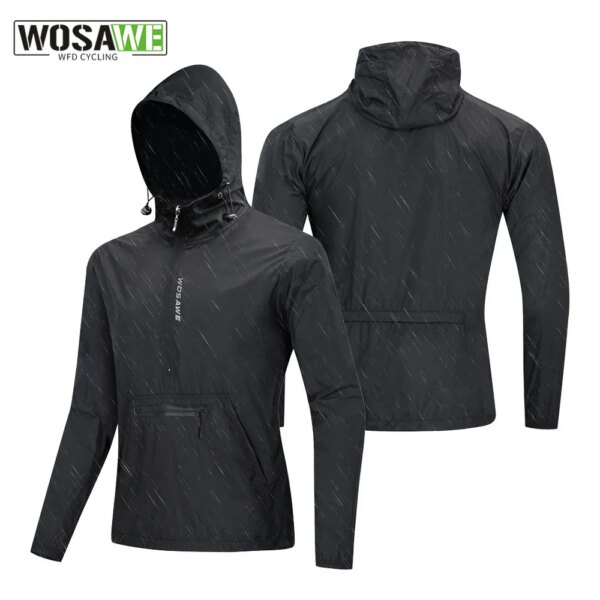 WOSAWE-Chaqueta de ciclismo para hombre, cortavientos con capucha, chaleco cortador de viento para bicicleta, cortavientos a prueba de viento, chaqueta impermeable para ciclismo