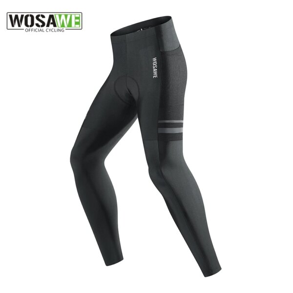 WOSAWE, pantalones de ciclismo para hombre, pantalones largos elásticos de secado rápido transpirables para bicicleta MTB, pantalones largos acolchados de silicona para bicicleta de carretera al aire libre