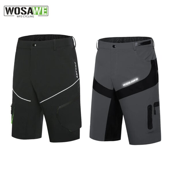 WOSAWE, pantalones cortos de ciclismo para deportes al aire libre para hombre, pantalones para descenso MTB, pantalones cortos para bicicleta de montaña, pantalones cortos resistentes al agua, ajuste holgado