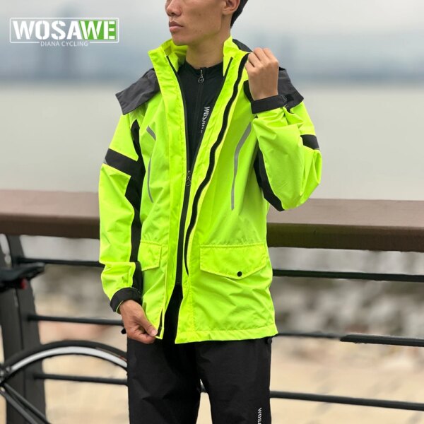 WOSAWE-Chaqueta de lluvia para hombre, cortavientos impermeable para ciclismo, correr, bicicleta, Jersey, ropa de ciclismo transpirable e impermeable