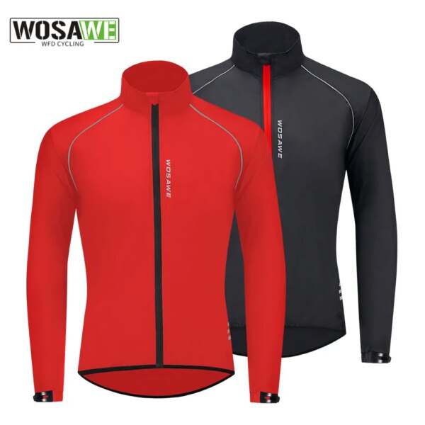 WOSAWE-Chaqueta cortavientos para ciclismo para hombre, reflectante, resistente al viento, impermeable, para bicicleta de montaña, MTB, para correr y montar en bicicleta