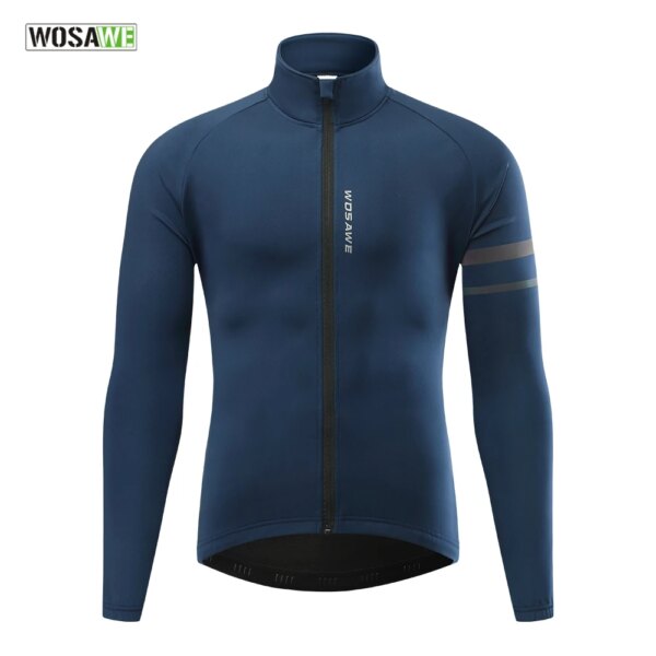 WOSAWE-Chaqueta térmica de Ciclismo para hombre, Jersey de manga larga con forro polar a prueba de viento para correr y Ciclismo