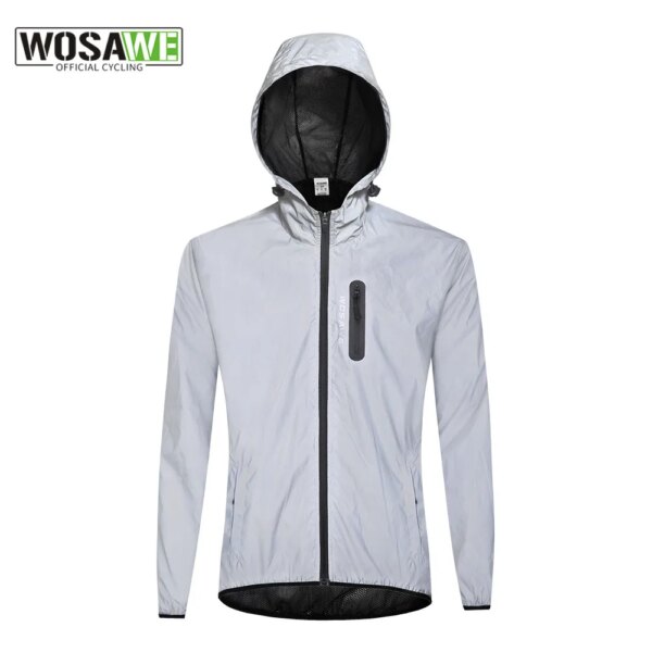 WOSAWE Chaqueta reflectante con capucha y cortavientos impermeable para hombres y mujeres Ciclismo Senderismo Correr Hip Hop Chaqueta de seguridad