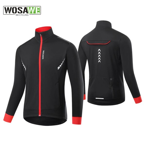 WOSAWE, chaqueta reflectante a prueba de viento para ciclismo, forro térmico de invierno, chaqueta para bicicleta, ropa para deportes al aire libre, ropa deportiva para hombre MTB