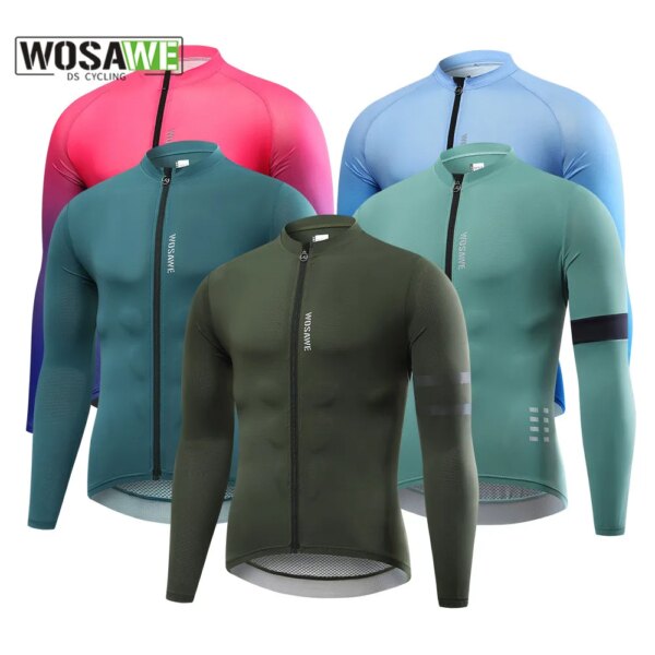 WOSAWE, Jersey fino de ciclismo, Jersey de manga larga de otoño, ropa para bicicleta, ropa para bicicleta MTB que absorbe la humedad, Jersey para hombre