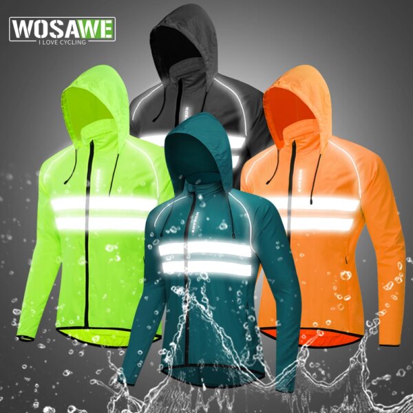 WOSAWE-cortavientos de ciclismo ultraligero para hombre, chaqueta reflectante a prueba de viento, resistente al agua, Jersey largo para bicicleta de montaña y carretera, abrigo para el viento