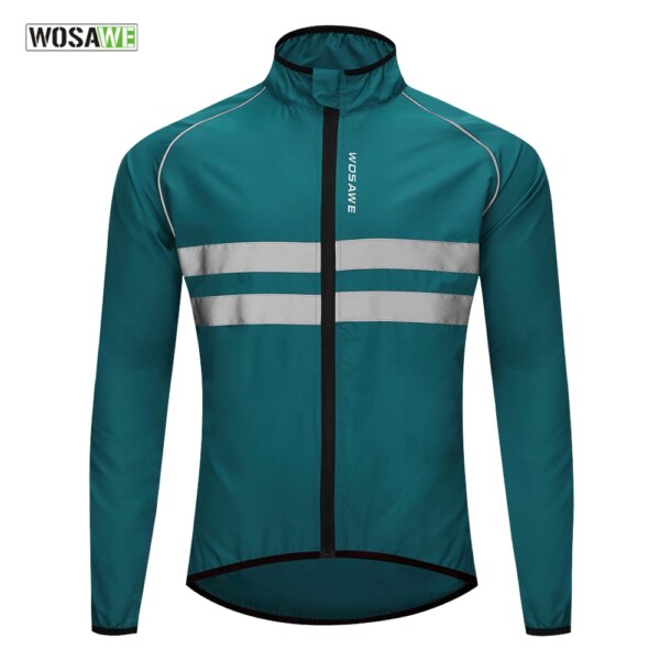 WOSAWE-Chaqueta de ciclismo reflectante ultraligera para hombre, chaqueta a prueba de viento para bicicleta de montaña, cortavientos para correr y montar en bicicleta