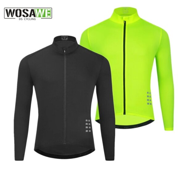 WOSAWE Upadte naranja brillante de alta calidad de manga larga Ciclismo Jersey Pro Team Seamless Road Mtb Ropa Maillot Ciclismo