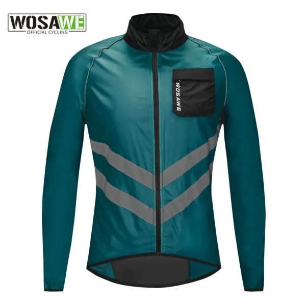 WOSAWE-Chaqueta de ciclismo a prueba de viento, Jersey para bicicleta de montaña, cortavientos para ciclismo deportivo al aire libre, ropa reflectante a prueba de lluvia, azul marino