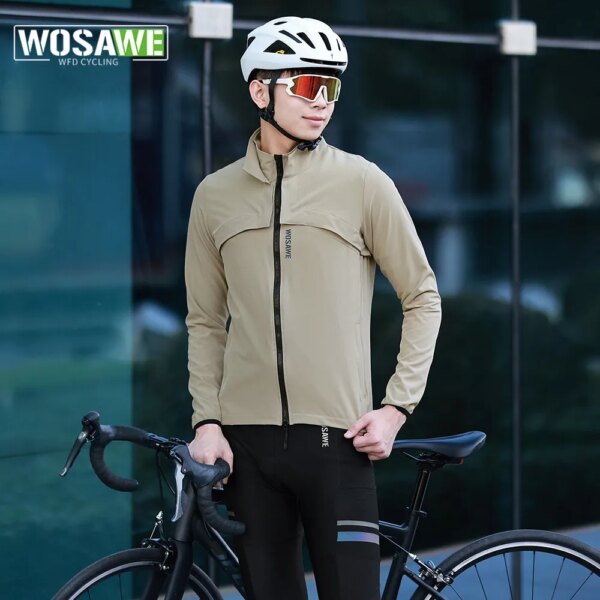 WOSAWE-Chaqueta de Ciclismo a prueba de viento para hombre, ropa reflectante de manga larga, ropa de Ciclismo y Moto, ropa desmontable