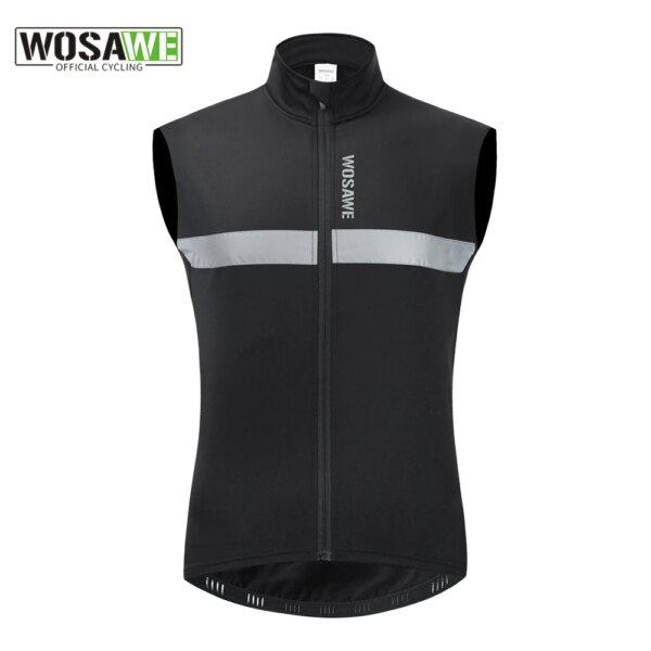 WOSAWE-Chaleco de ciclismo de invierno, chaleco polar cálido a prueba de viento para ciclismo de montaña o de carretera, chaleco reflectante para correr, chaqueta para ciclismo