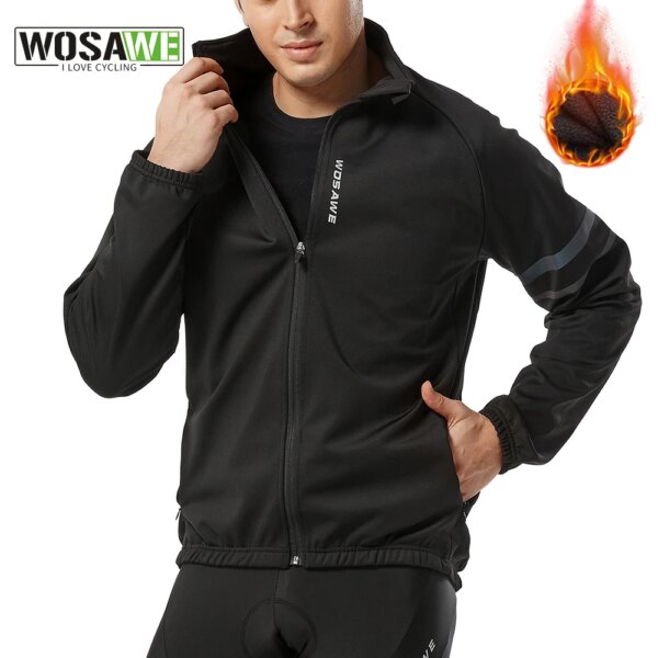 WOSAWE, chaqueta de ciclismo de invierno para hombre, impermeable, a prueba de viento, Jersey térmico de lana para bicicleta, MTB, Ciclismo de Carretera, snowboard, chaqueta de esquí, abrigo