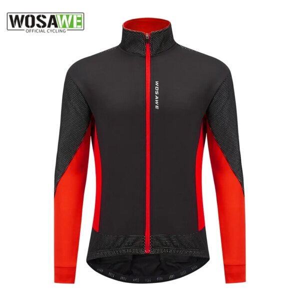 WOSAWE-Chaqueta térmica de invierno para ciclismo, cortavientos para bicicleta a prueba de viento, forro polar repelente al agua, Jersey largo para bicicleta de montaña