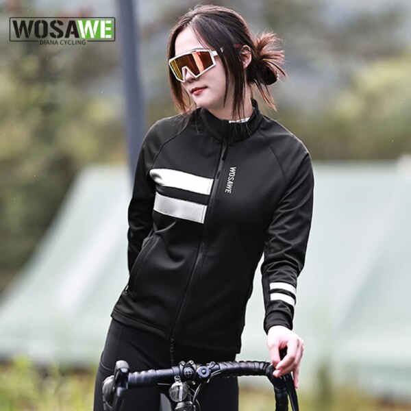 WOSAWE, chaqueta de ciclismo para mujer, camiseta para bicicleta de carretera, resistente al agua, resistente al viento, chaquetas térmicas Softshell de invierno para mantener el calor para 0 ~ 15 ℃