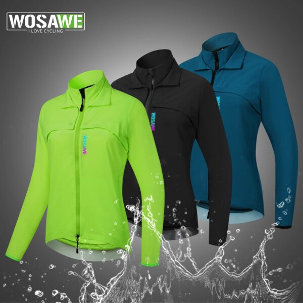 WOSAWE, chaqueta reflectante repelente al agua para ciclismo para mujer, cortavientos de manga larga para bicicleta de montaña, chaleco sin mangas, abrigo para bicicleta