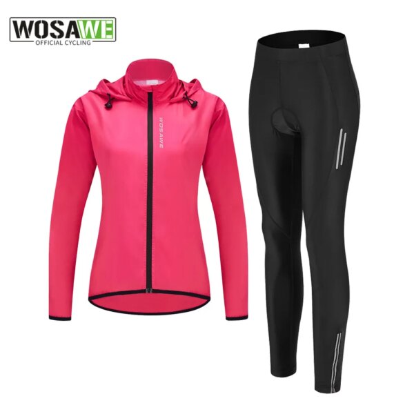 WOSAWE-ropa de ciclismo para mujer, pantalones transpirables, a prueba de lluvia, reflectante, conjunto de Jersey de ciclismo, ropa deportiva para mujer