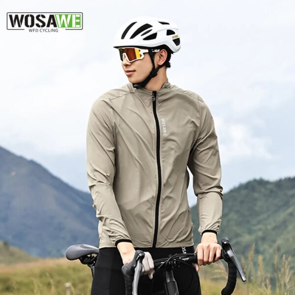 WOSAWE nueva chaqueta de ciclismo de verano y otoño fina chaqueta cortavientos de manga larga con protector solar transpirable