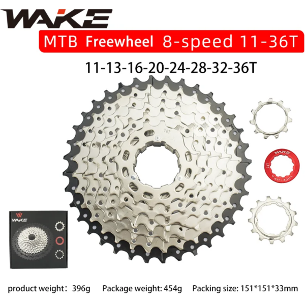 Wake-Cassette para bicicleta de montaña, piñón libre de 8 velocidades, 36T, 8s para ciclismo de montaña, accesorios plegables para bicicleta de carretera