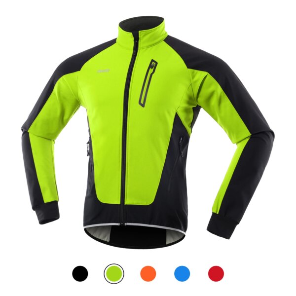 Chaqueta de ciclismo para hombre, impermeable, a prueba de viento, térmica, de lana, para ciclismo de montaña, correr, snowboard, abrigo, invierno