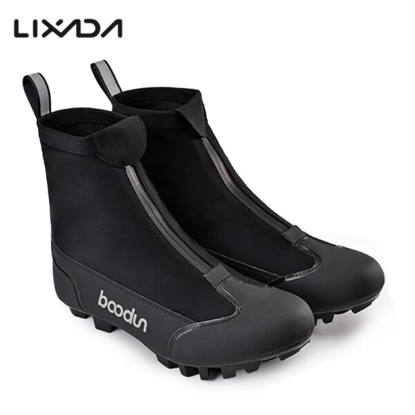 Botas de invierno para bicicleta de montaña, botas de ciclismo reflectantes a la moda, cálidas, de nailon, a prueba de viento, para exteriores, botas de montar