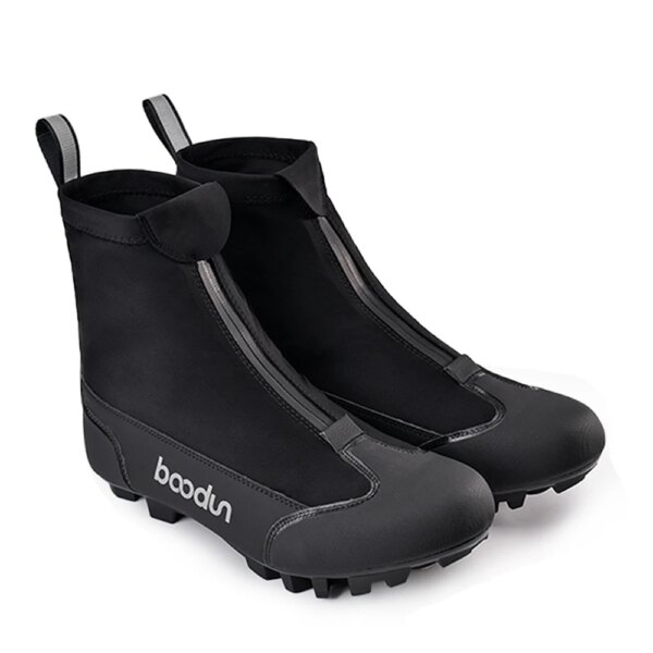 Botas de invierno para bicicleta de montaña, botas de ciclismo reflectantes de moda a prueba de viento y cálidas de nailon para exteriores, botas de equitación