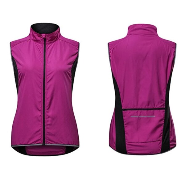 Chaleco de ciclismo morado para mujer, Jersey sin mangas a prueba de viento, Jersey transpirable para bicicleta de montaña, chaleco reflectante cortavientos