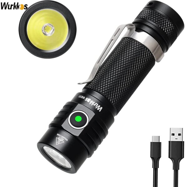 Wurkkos WK03 EDC linterna 18650 antorcha 1800LM ATR Luminus SST40 LED recargable USB C luz IP68 impermeable para senderismo Camping