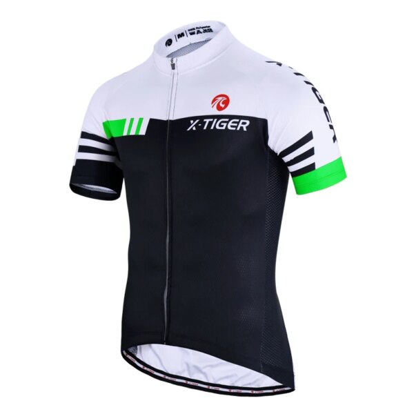 Camiseta de ciclismo X-TIGER para hombre, ropa de bicicleta ecológica antipilling transpirable de manga corta de verano, Top con correas antideslizantes