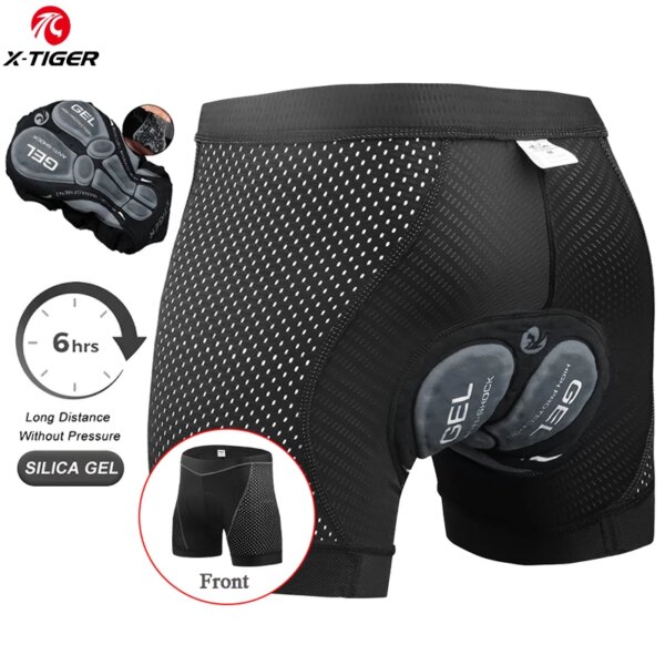 X-TIGER-pantalones cortos de ciclismo para hombre, ropa interior de malla transpirable, almohadilla de Gel, pantalones cortos a prueba de golpes, ropa interior para bicicleta