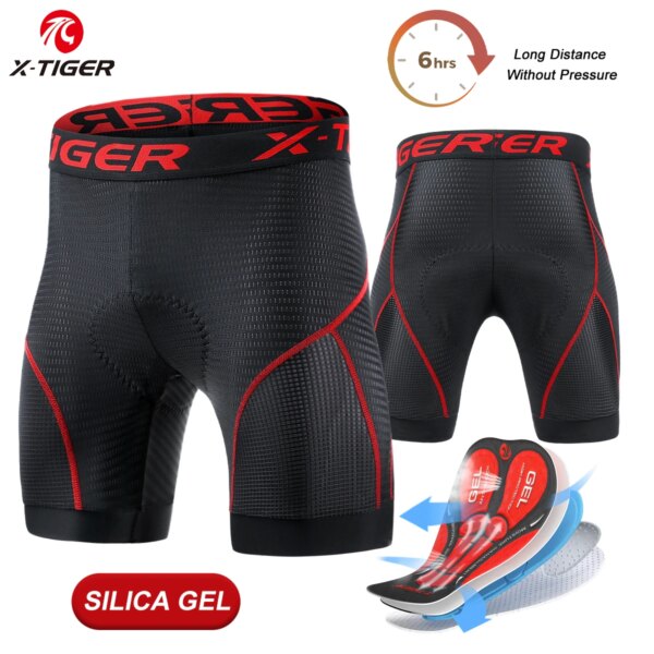 X-TIGER-ropa interior de ciclismo con almohadilla de Gel para hombre, pantalones cortos transpirables antideslizantes, a prueba de golpes, ropa interior para bicicleta de montaña y carretera