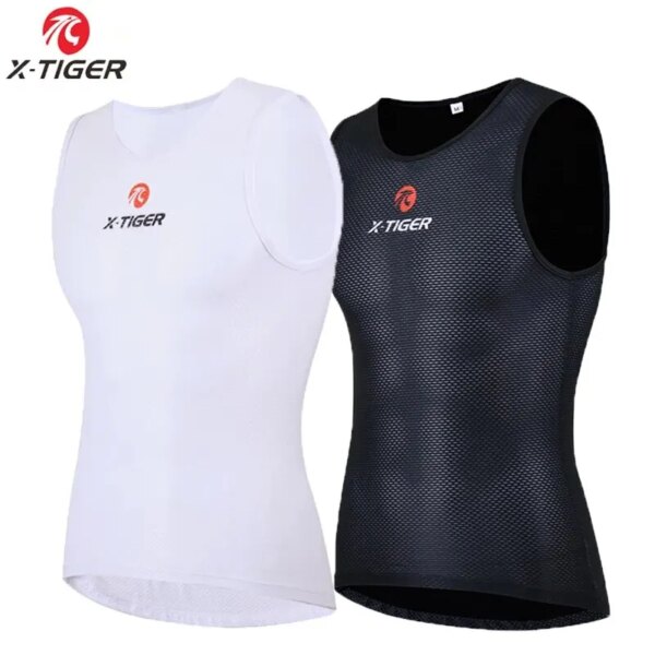 X-TIGER Ropa interior de ciclismo para hombre, chaleco de ciclismo sin mangas, camiseta de ciclismo de carretera elástica de malla fresca